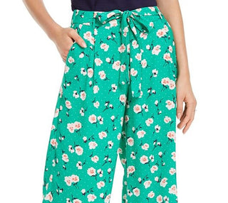 Maison Jules Women's Petal Print Culotte Pants Green Size X-Large