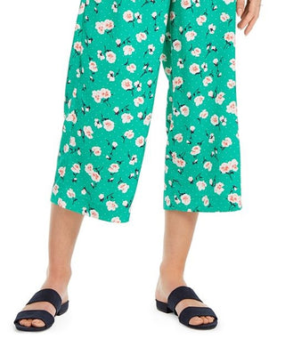 Maison Jules Women's Petal Print Culotte Pants Green Size X-Large