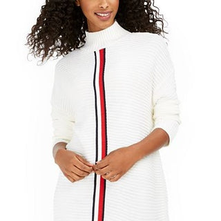 Tommy Hilfiger Women's Ribbed Turtleneck Sweater Dress White Size X-Small