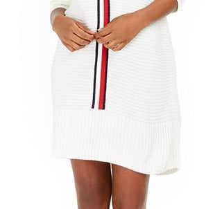 Tommy Hilfiger Women's Ribbed Turtleneck Sweater Dress White Size X-Small