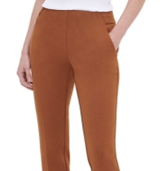 Calvin Klein Women's Pull on Zippered Pocket Pants Brown Size 8