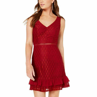 City Studios Juniors Lace Flounce Dress Wine Sie 3