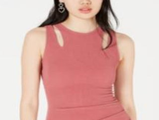 YOUNIQUE Women's Cut Out Sleeveless Halter Mini Faux Wrap Dress Pink Size Small