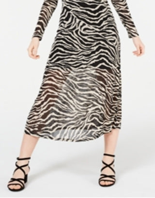 Rosie Harlow Junior's Mesh Zebra MIDI Dress Brown Size X-Small