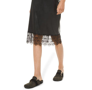 Michael Kors Women's Lace Trim Faux Leather Skirt Black Size XX-Large