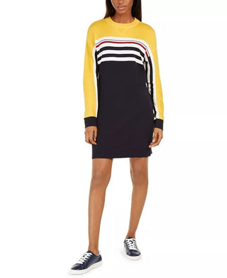 Tommy Hilfiger Women's Striped Colorblocked Sweater Dress Blue Size XX-Large