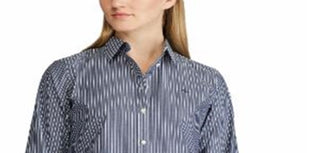 Ralph Lauren Women's Elbow Length Sleeve Shirt Blue Size Petite L