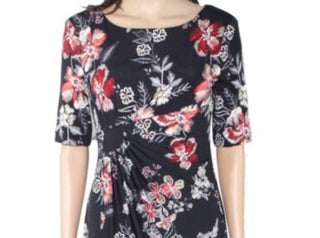 Connected Women's Floral Above the Knee Sheath Dress Black Size 8