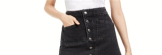 OAT Women's Denim Button Fly Mini Skirt Black Size 27