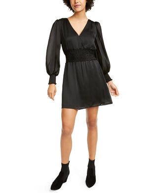 Leyden Women's Smocked Cowl-Back Dress Black Size X-Large
