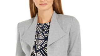 Calvin Klein Women's Open Front Wing Collar Blazer Gray Size 2