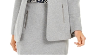 Calvin Klein Women's Open Front Wing Collar Blazer Gray Size 2