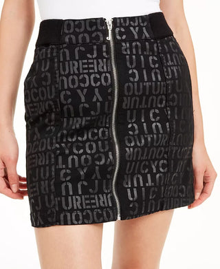Juicy Couture Juniors' Logo-Printed Denim Mini Skirt Black Size 28