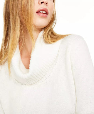 Calvin Klein Women's Striped Turtleneck Sweater White Size X-Large