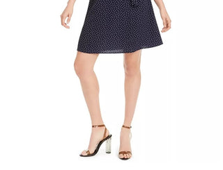 Monteau Women's Petite Printed Puff-Sleeve Dress Blue Size Petite X-Large
