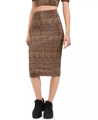 The Fifth Label Women's Leopard Print Pencil Skirt Brown Size Large
