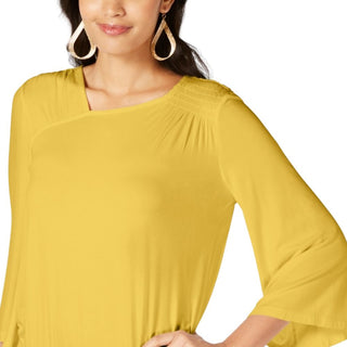 Thalia Sodi Women's Smocked Flared-Sleeve Top Yellow Size X-Small