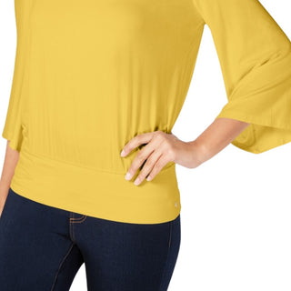 Thalia Sodi Women's Smocked Flared-Sleeve Top Yellow Size X-Small
