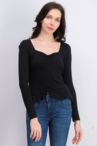 Ultra Flirt Juniors' Cinched-Front Cropped Top Black Size Extra Large
