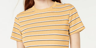 Ultra Flirt Junior's Rib Knit Crew Neck T-Shirt Dark Yellow Size Medium