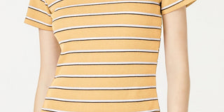 Ultra Flirt Junior's Rib Knit Crew Neck T-Shirt Dark Yellow Size Medium