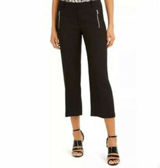 Calvin Klein Women's Zipper-Pocket Cropped Twill Pants Black Size 12