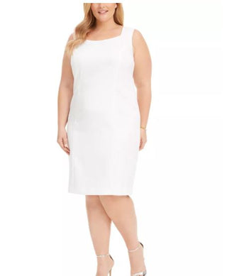 Kasper Women's Plus Size Animal-Print Jacquard Sheath Dress White Size 18W