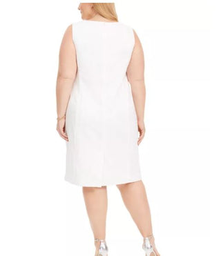 Kasper Women's Plus Size Animal-Print Jacquard Sheath Dress White Size 18W