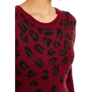BCX Juniors' Cheetah-Print Sweater Dress Dark Red Size Extra Small