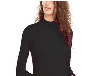 Planet Gold Juniors' Long-Sleeve Mock-Neck Top Black Size Extra Large