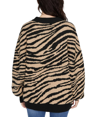Sanctuary Women's Wild Kingdom Animal Print Sweater Black Size Medium
