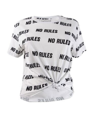 Rebellious One Junior's No Rules Printed T-Shirt White Size X-Small