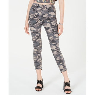 Rewash Juniors' Camo Cropped Skinny Jeans Gray Size 9