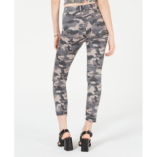 Rewash Juniors' Camo Cropped Skinny Jeans Gray Size 9