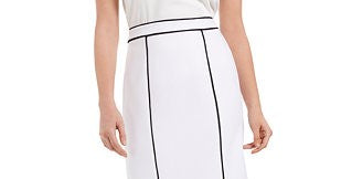 Calvin Klein Women's Contrast Piping Pencil Skirt White Size 16