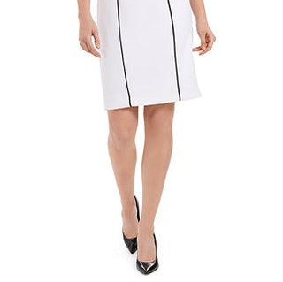 Calvin Klein Women's Contrast Piping Pencil Skirt White Size 16