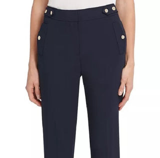 DKNY Women's Button-Trim Dress Pants Blue Size 2