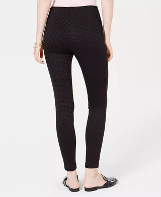 Maison Jules Women's Flocked Dotted Skinny Pants Black Size Medium
