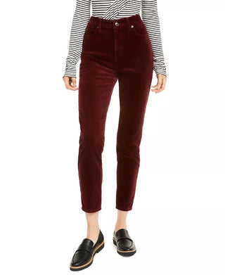 OAT Women's High-Rise Skinny Corduroy Pants Dark Red Size 24