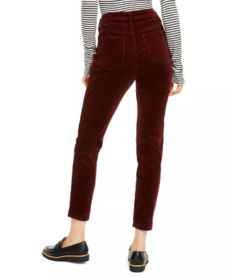 OAT Women's High-Rise Skinny Corduroy Pants Dark Red Size 24