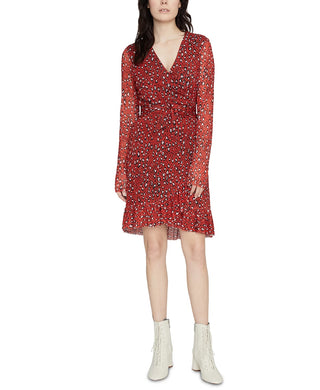 Sanctuary Women's Emma Print Long Sleeve Wrap Dress Red Size Medium