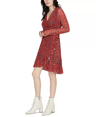Sanctuary Women's Emma Print Long Sleeve Wrap Dress Red Size Medium