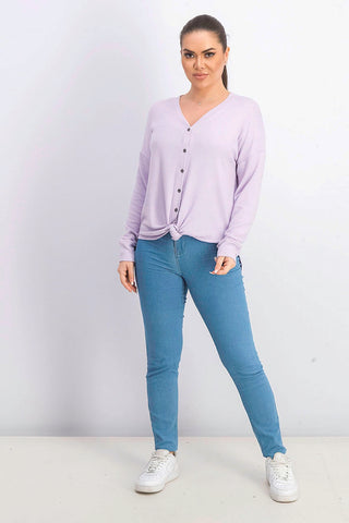 Hippie Rose Juniors' Cozy Tie-Front Shirt Purple Size X-Small