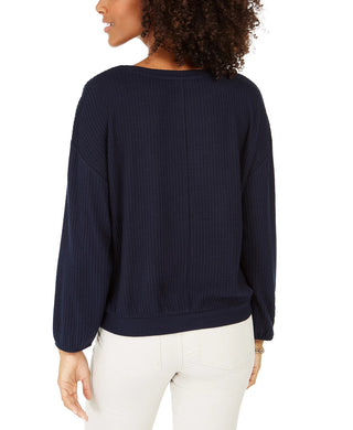 Tommy Hilfiger Women's Waffle Knit Top Navy Size Large