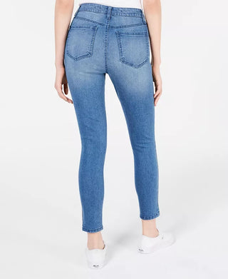 Tinseltown Juniors' Animal-Print Side-Stripe Skinny Jeans Med Blue Size 3