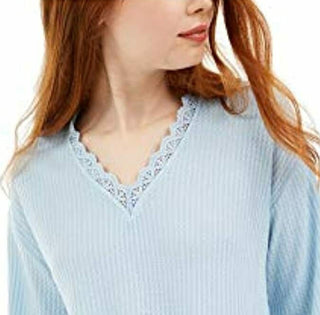 Love, Fire By Topson Juniors' Lace Trim Thermal Top Blue Size Large